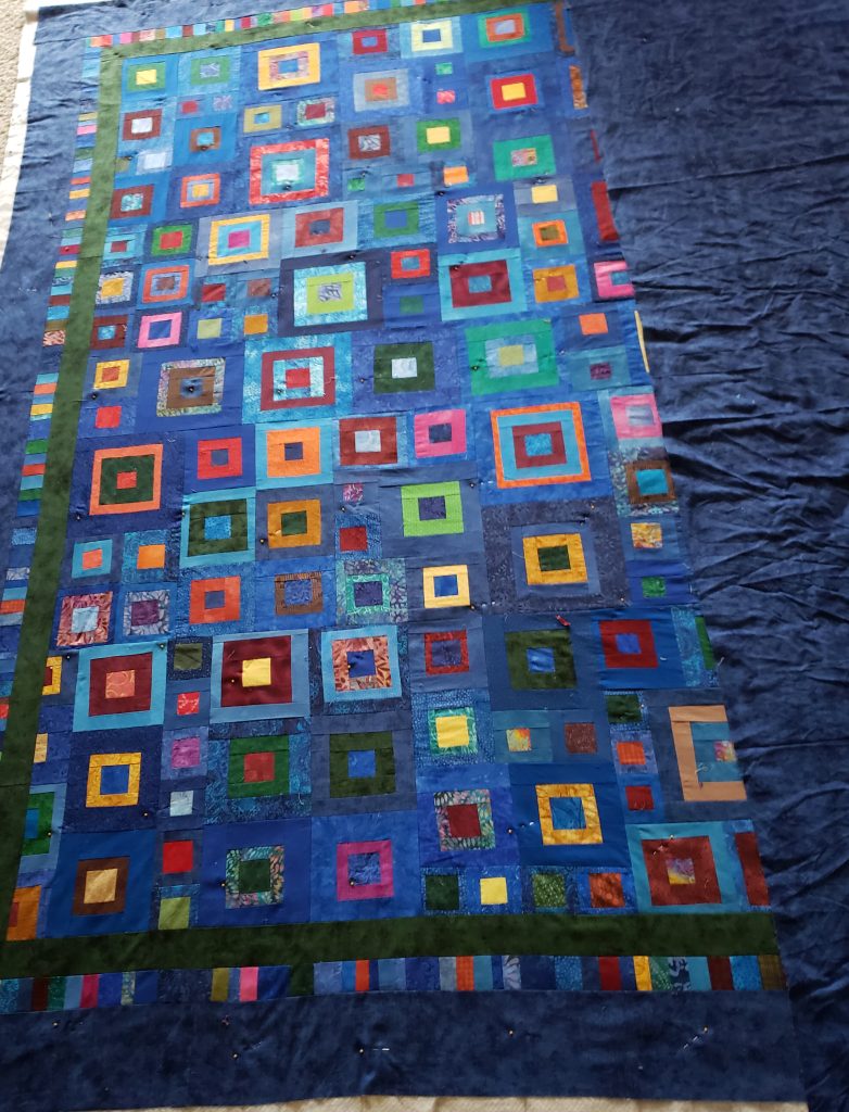 Quilts For Sale/ Handmade Blue Crush quilt/ Multi Colored Hand dyed Quilt/ Made To Order King Quilt online