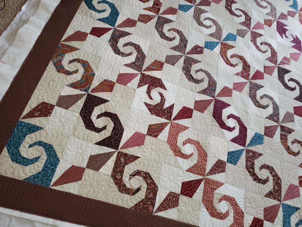 Quilts For Sale/ Quilt for Sale/ Quilt for Sale Handmade quilt for sale/Handmade Tulip Trails quilt for sale, purple and cream cotton Queen quilt, finished and ready to ship.