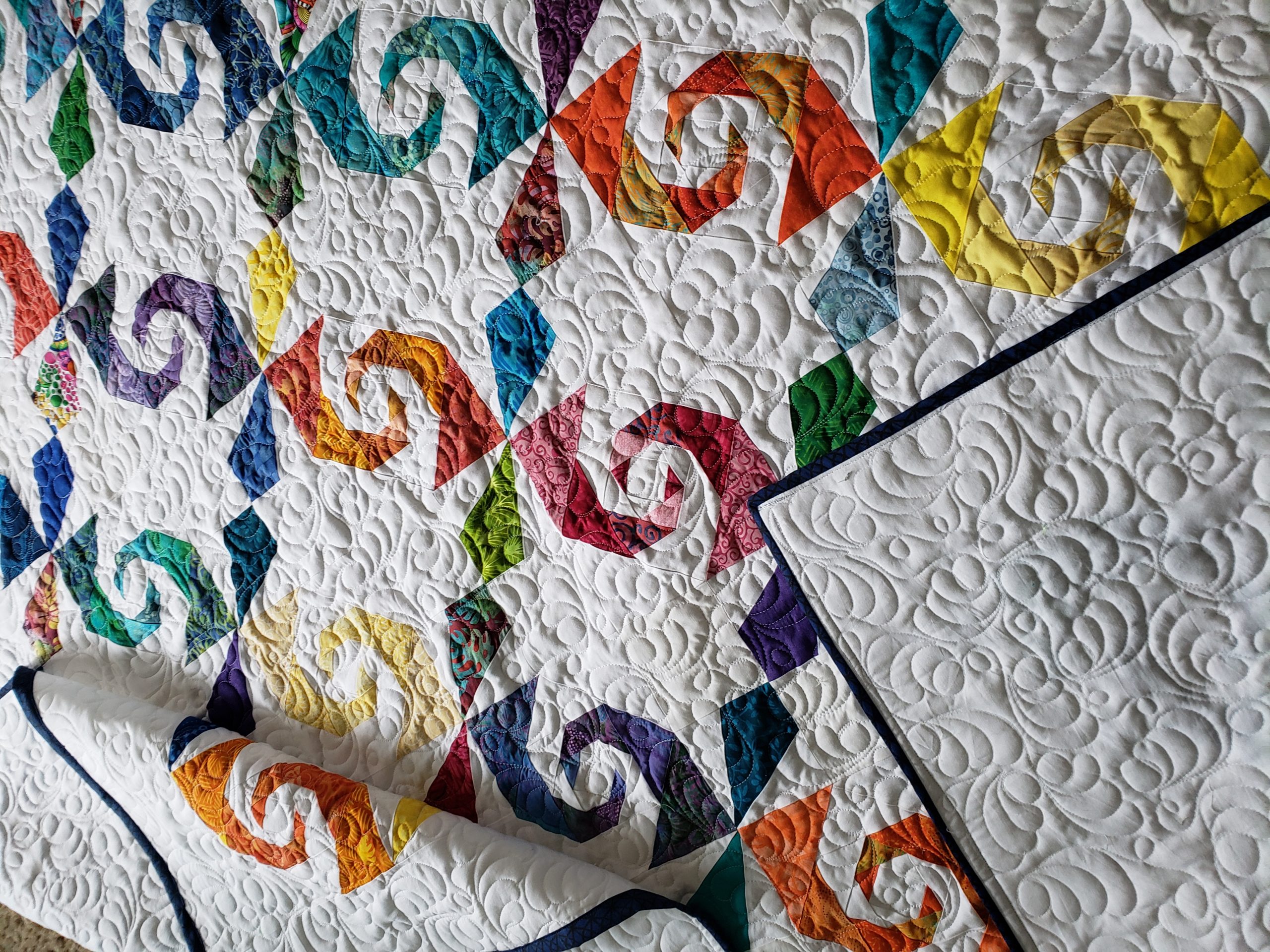 Finished quilt for Sale/ Snails Trail Quilt in Rainbow colors