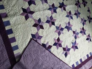 Quilts For Sale/ Tulip Trails Quilt/ Beautiful Finished Quilt 84 X 96 quilts for sale/Handmade Tulip Trails quilt for sale, purple and cream cotton Queen quilt, finished and ready to ship.
