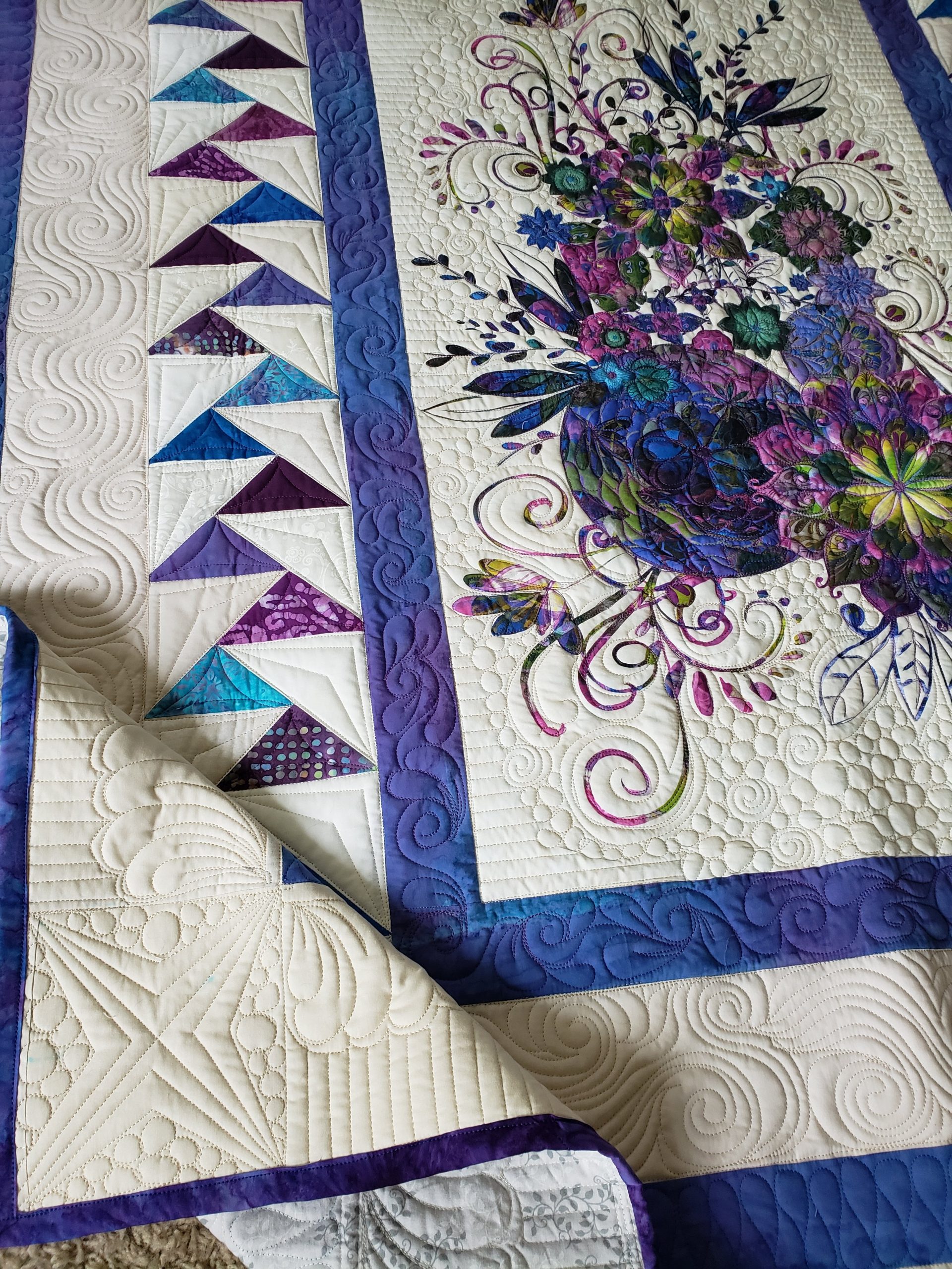 Quilts For Sale/ Quilt for Sale/ Quilt for Sale Handmade quilts for Sale/ Backside and label of finished quilt – Finished quilt showing backing fabric and handmade label, ready for gifting or keeping.