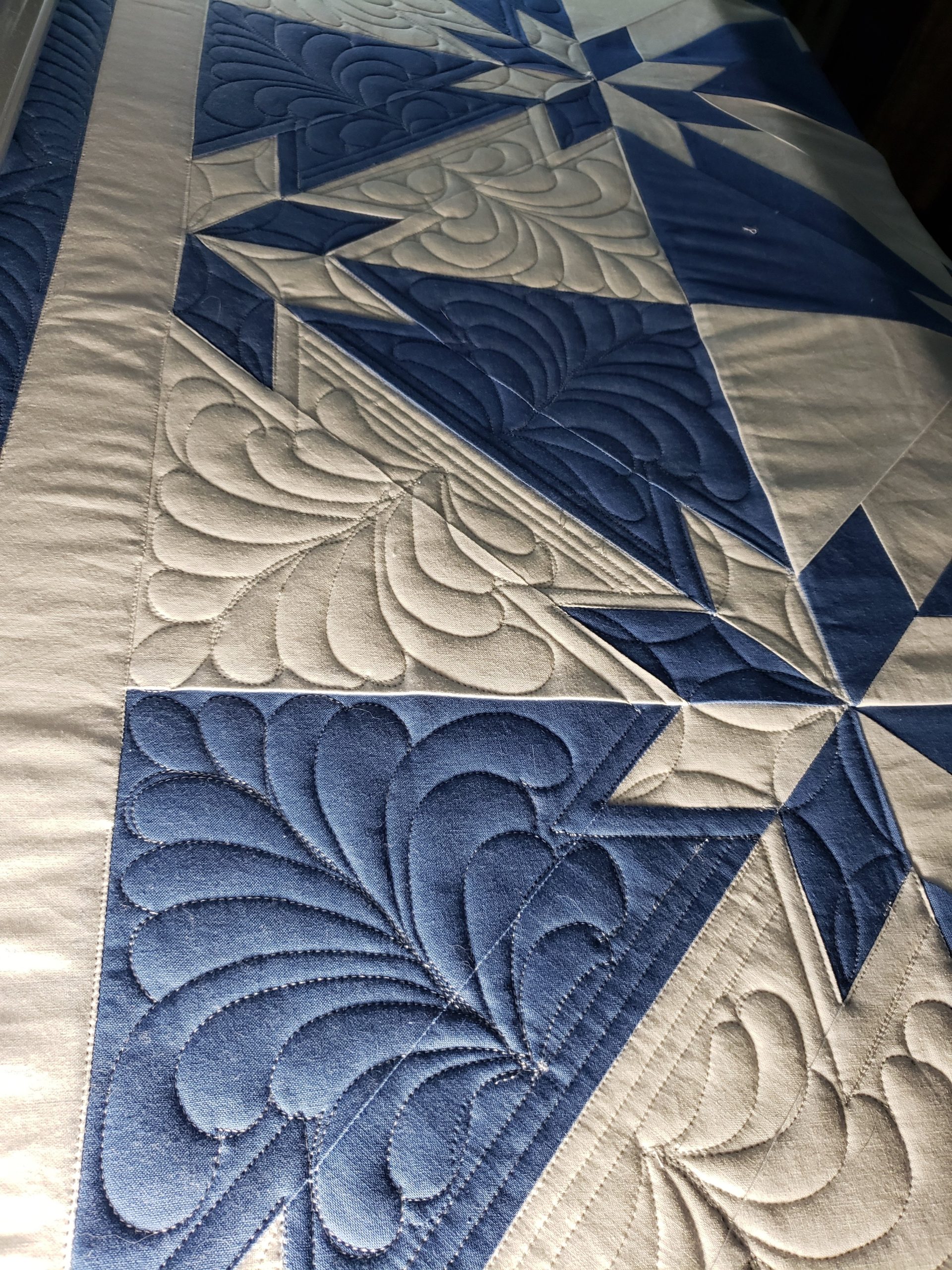 Custom made quilt Handmade quilts for sale/ White and Blue Hunters star quilt