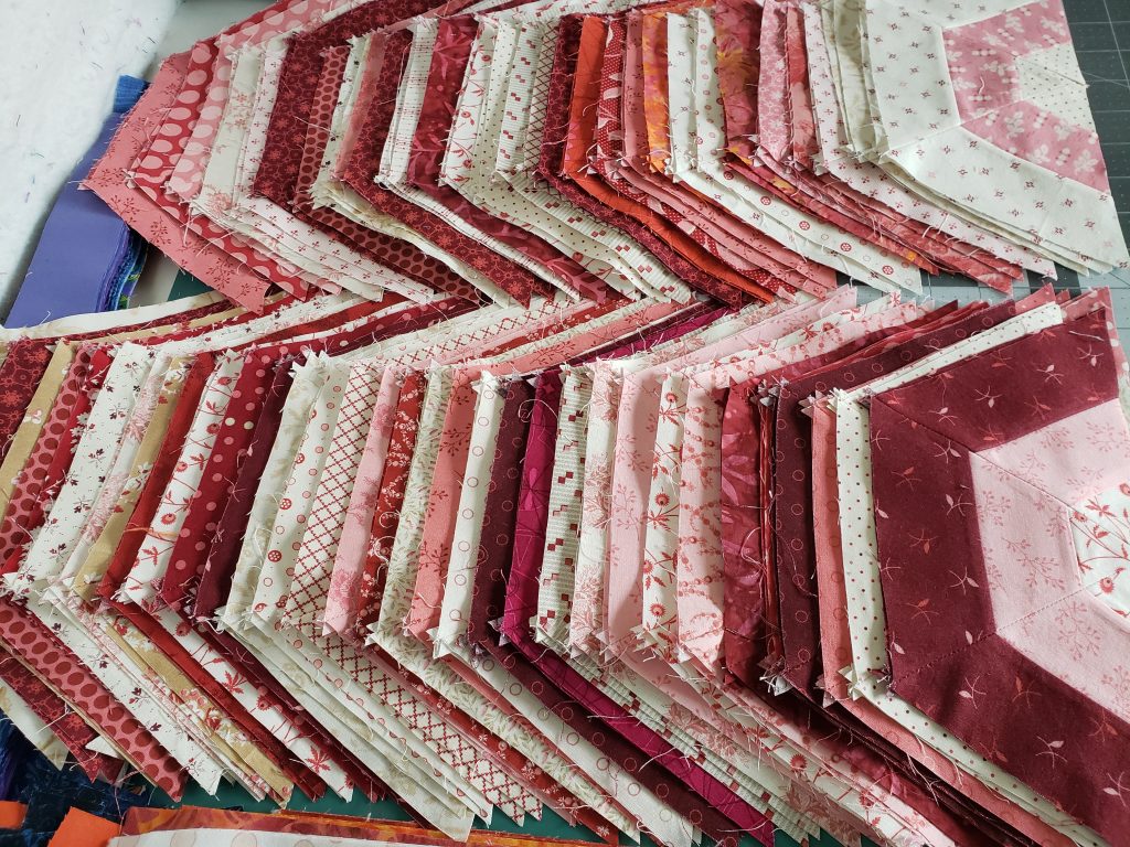 hexagon quilt for sale/ Starwberries and Cream