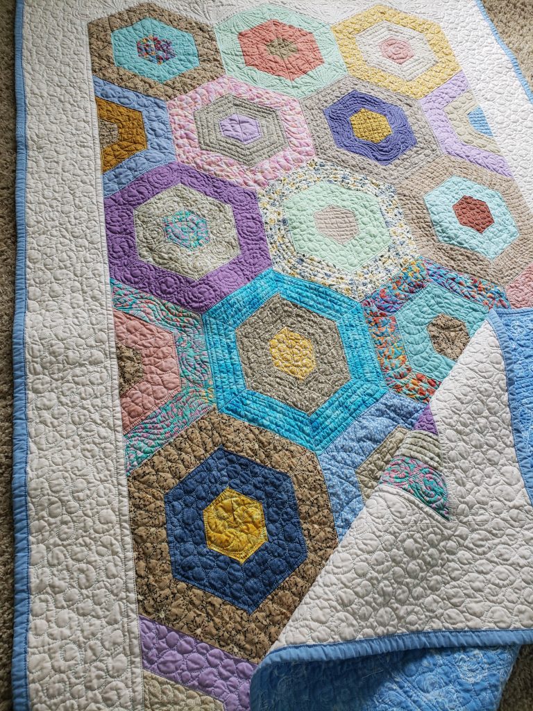 Handmade Quilts for Sale/ Beautiful Hexi Quilt/ made to otrder