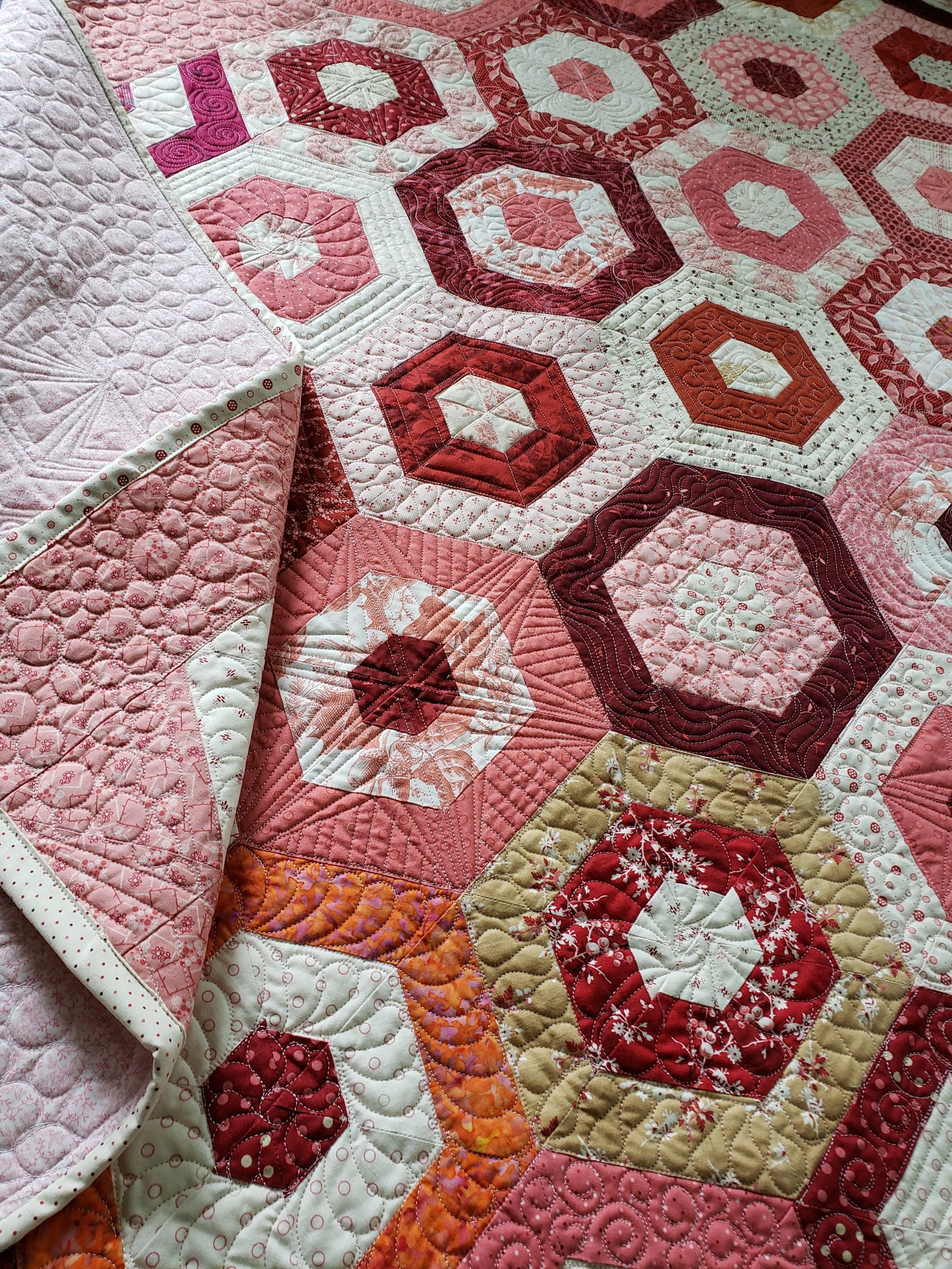 Quilts For Sale/ Quilt for Sale/ Quilt for Sale Handmade Cascading Hexagon Quilt –Made To Order Quilt/ King or Queen - Image 6