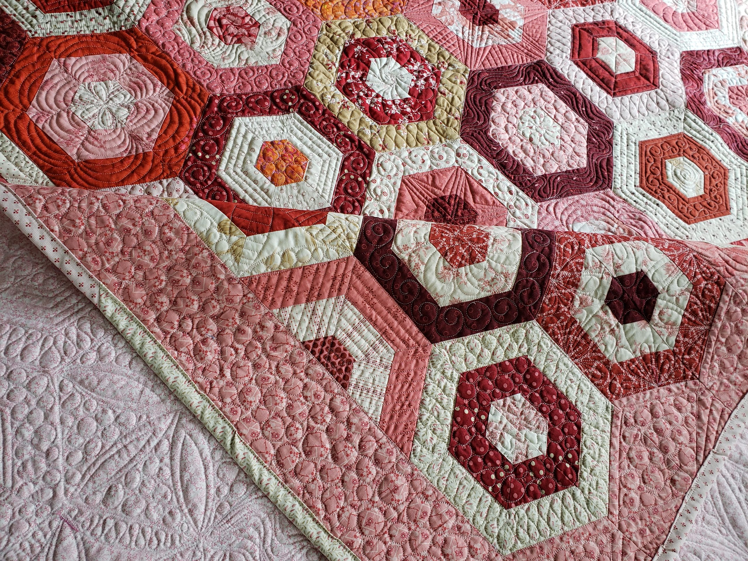 Quilts For Sale/ Quilt for Sale/ Quilt for Sale Handmade Cascading Hexagon Quilt –Made To Order Quilt/ King or Queen - Image 2