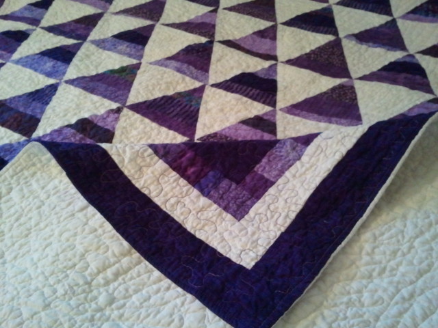 Purples and white triangle quilt/ made to order