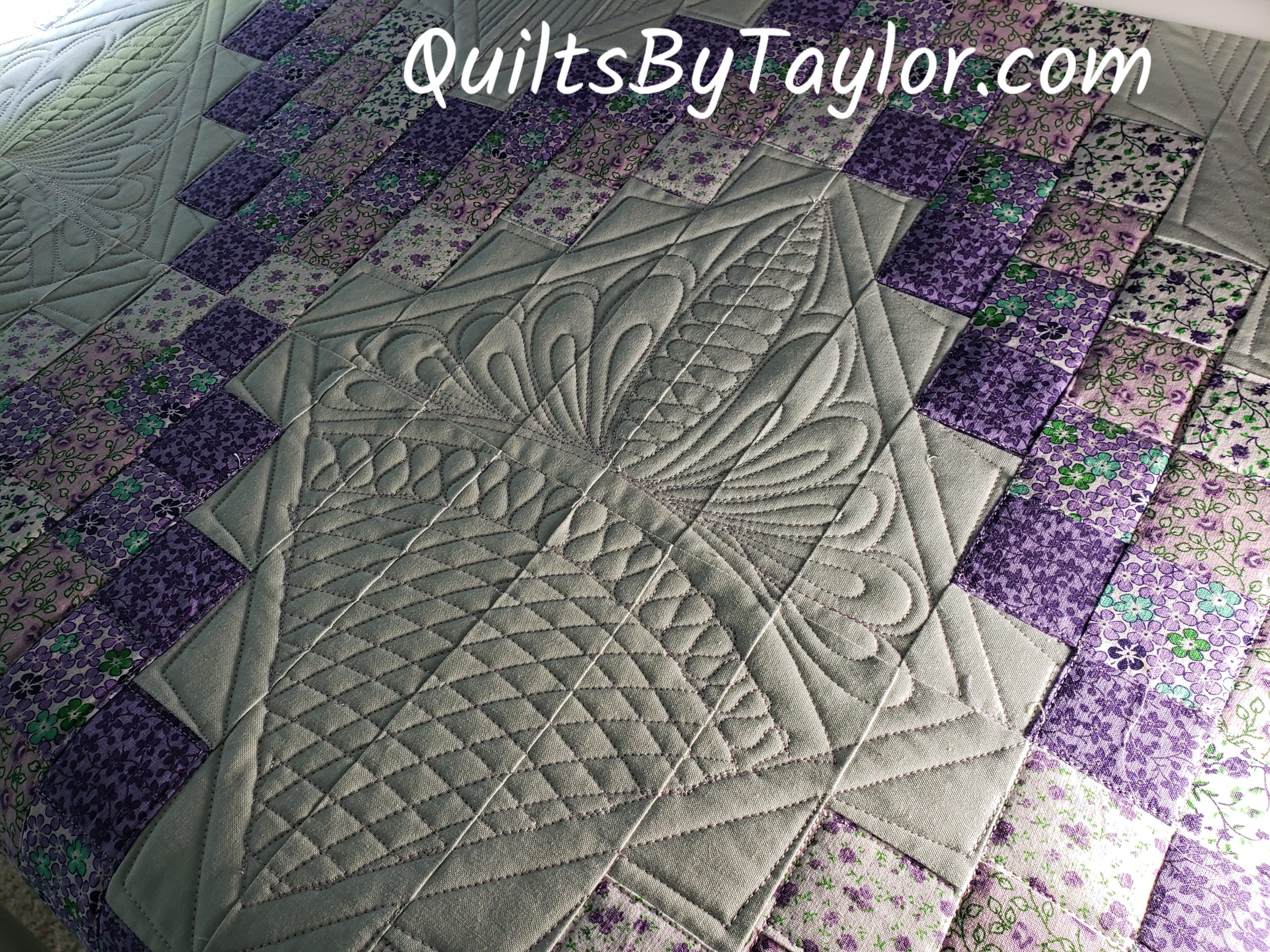 handmade quilt/ Rainbow Falls quilt, Purple Florals/ custom made quilts