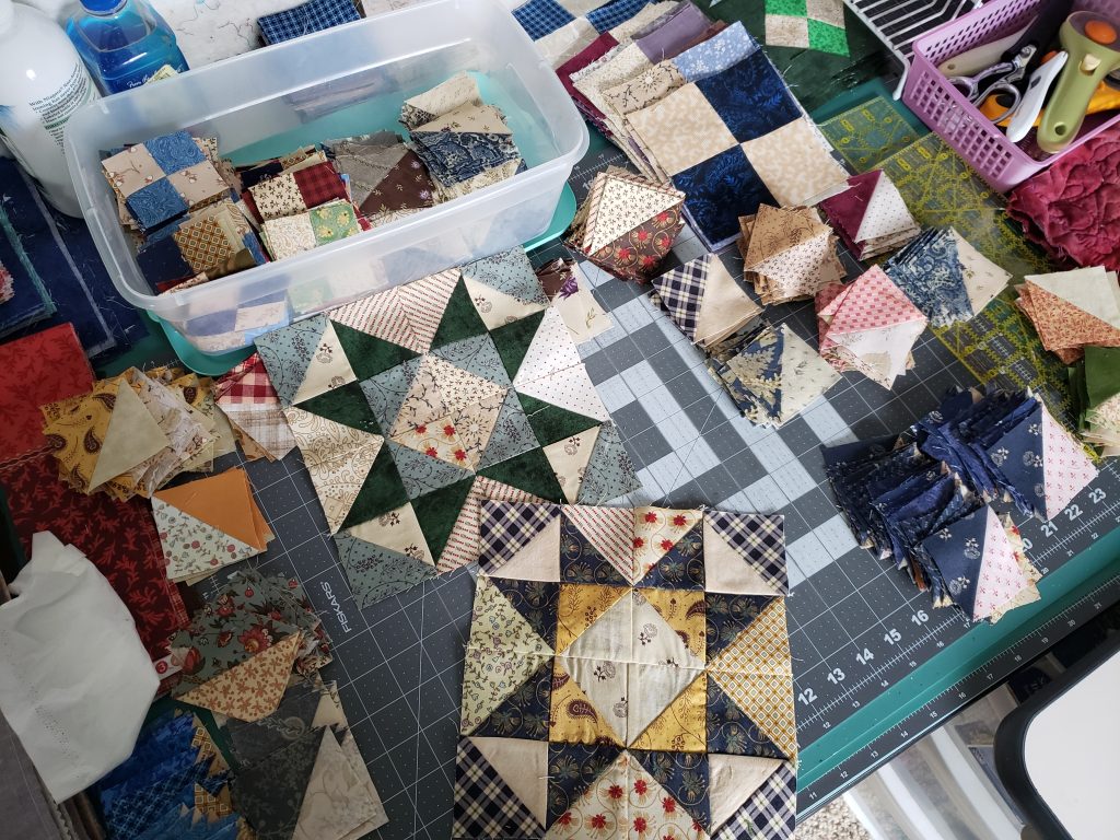 Quilts For Sale/ Quilt for Sale/ Quilt for Sale Handmade Civil War Style Quilt in the making, a look at my work space