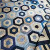 quilts for sale/ Handmade Blue Hexagon quilt/ custom quilted/ custom made quilt