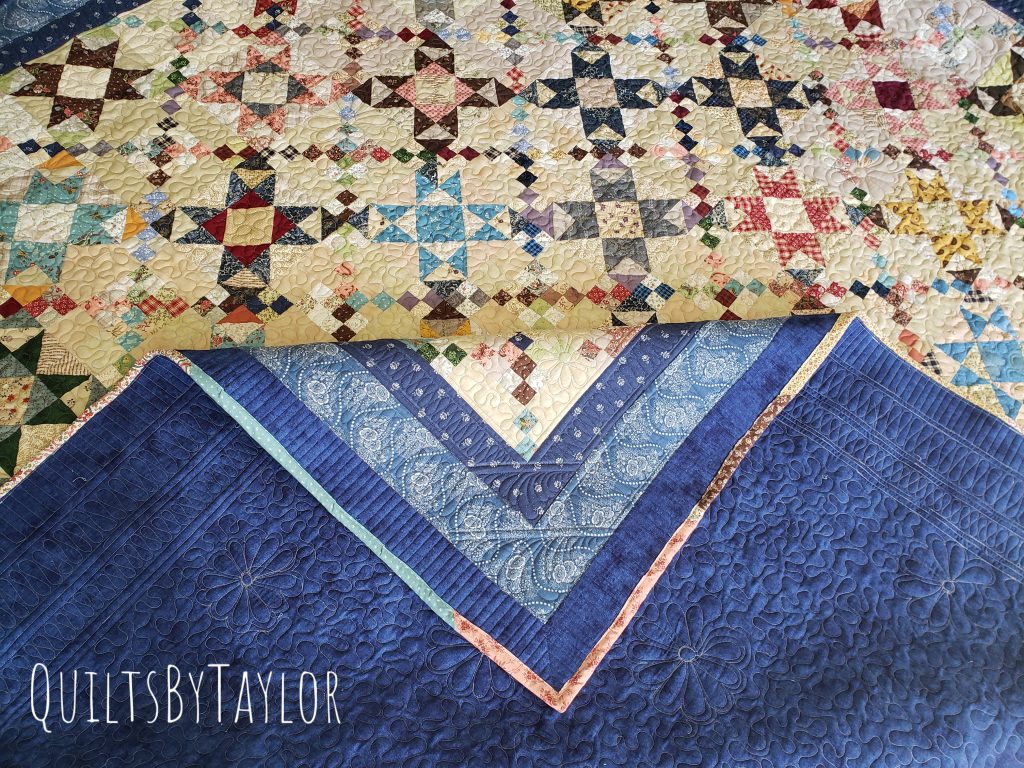 patriotic quilt block detail with reproduction prints/ Handmade Quilts
