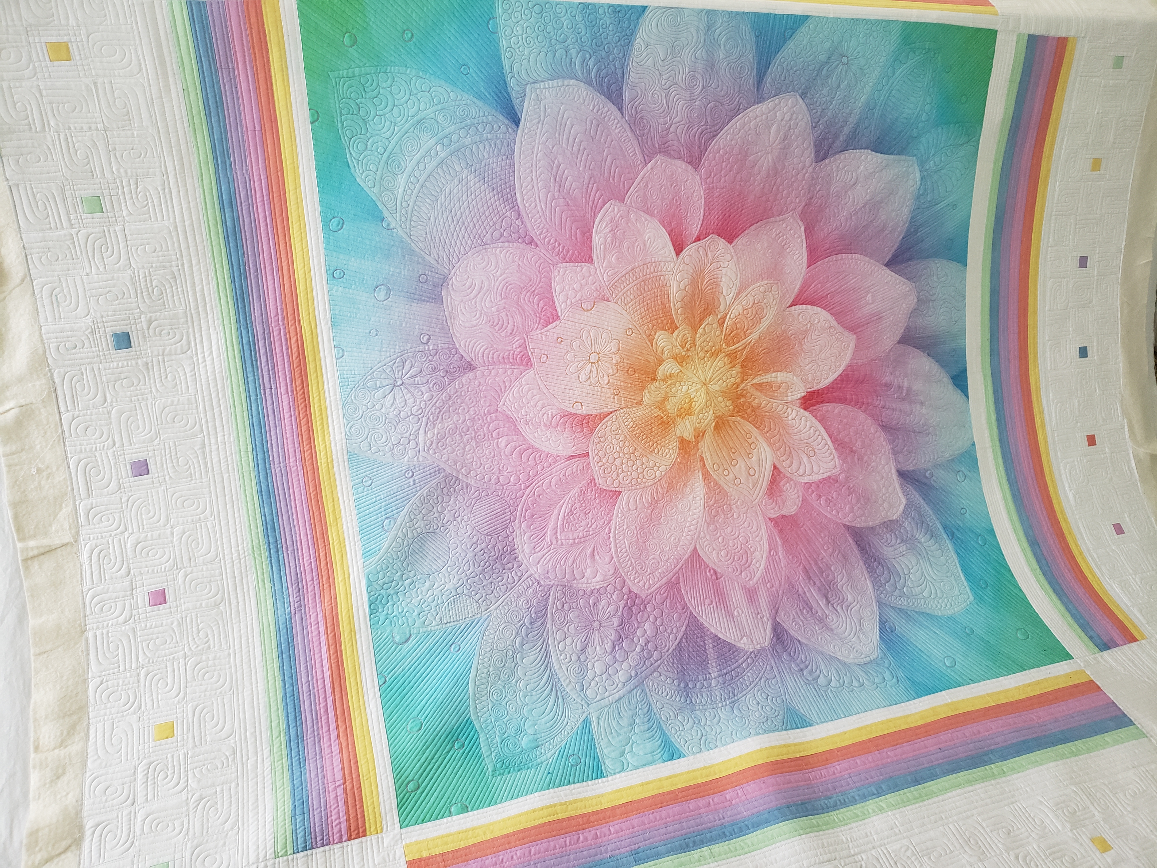 Quilt for Sale/ Beautiful Dream Big Floral Quilt/ Custom Quilted/ Ready to Ship