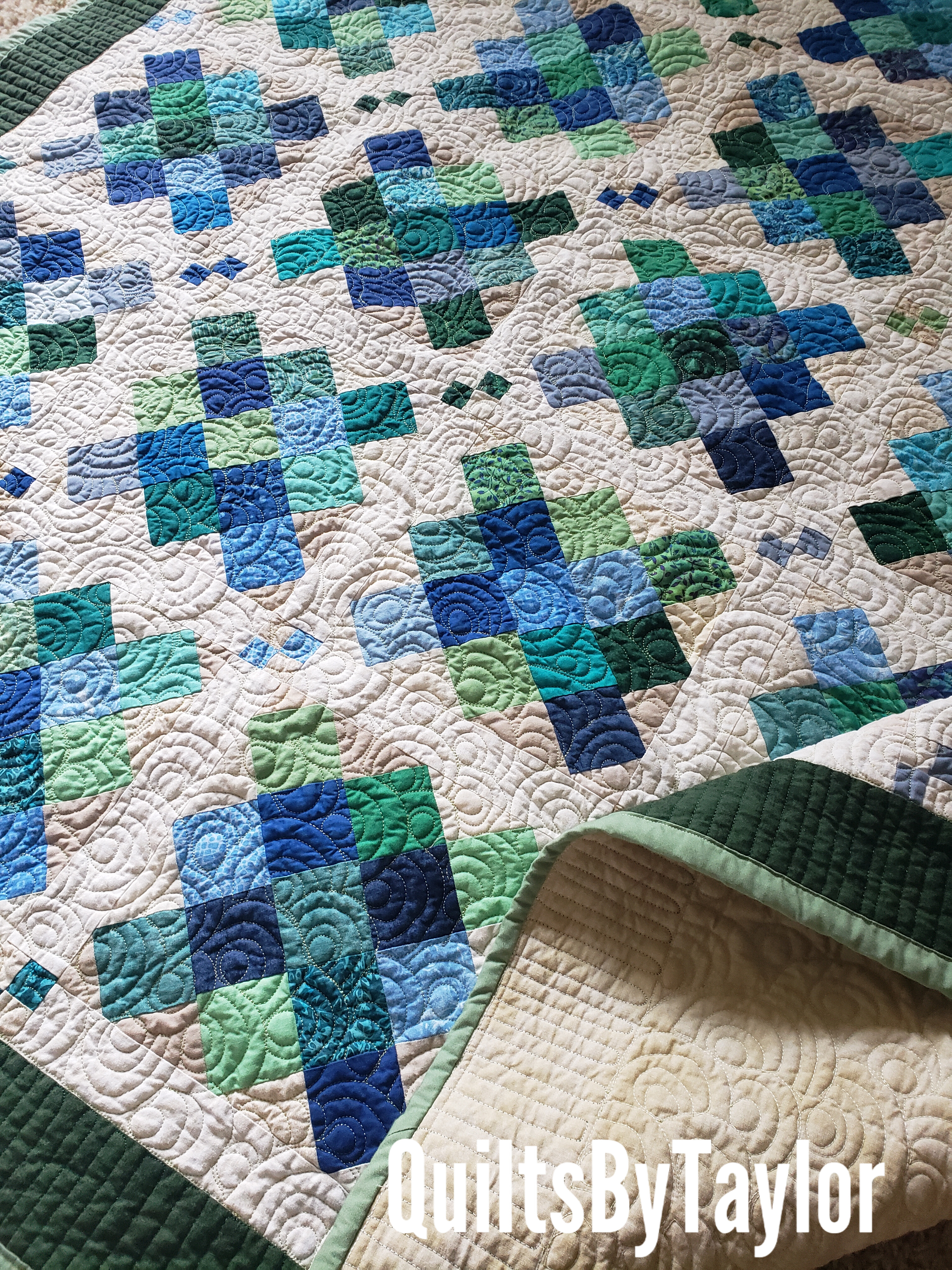 Handmade Quilts For Sale / Green Quilt Ready To Ship Quilt /Buy Handmade Quilt /Unique Home Decor
