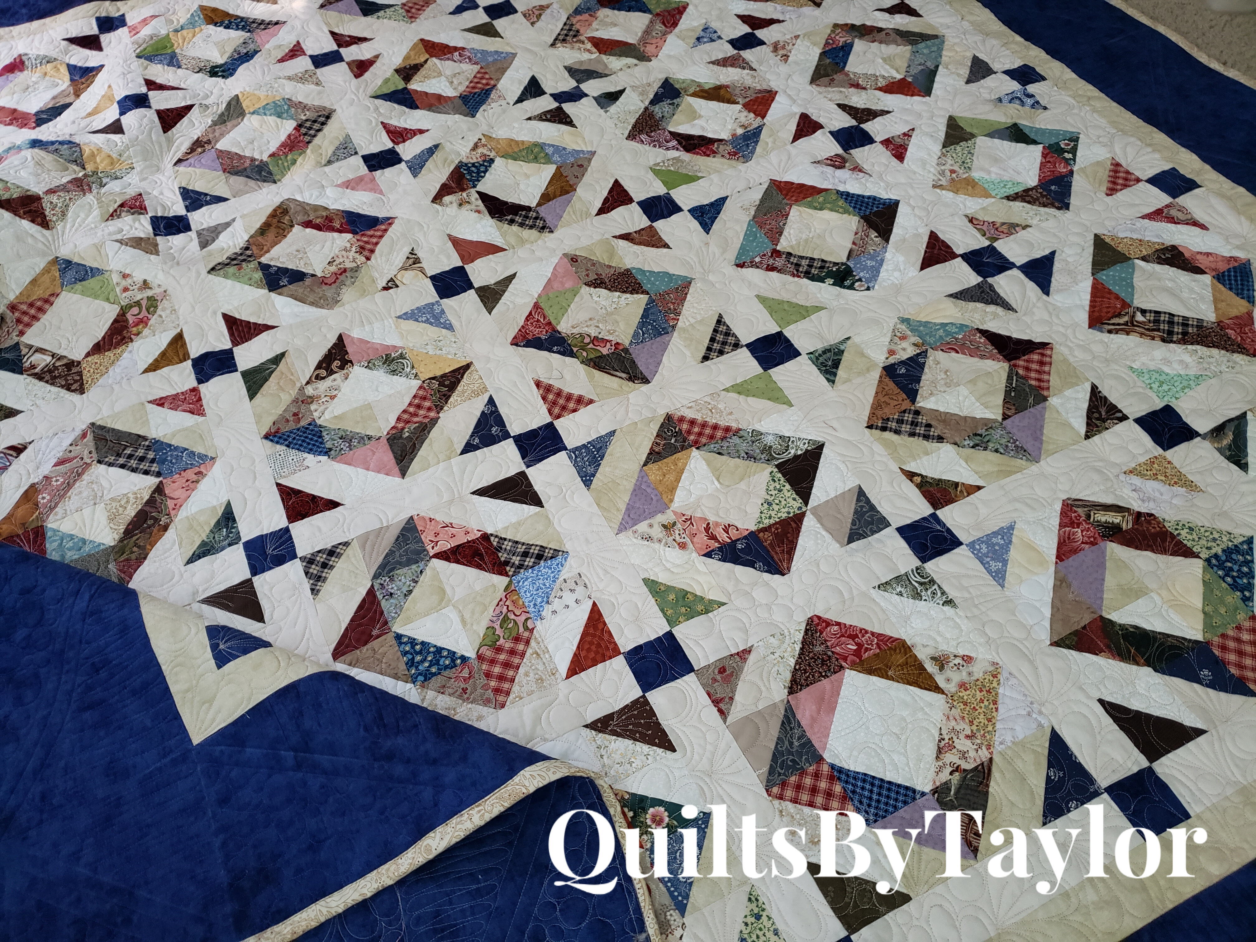 handmade quilt for sale/ Finished quilt measures 88 X 91