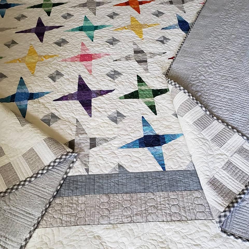 Quilts For Sale/ Quilt for Sale/ Quilt for Sale Handmade spinning stars/ Custom Made Quilt in rainbow colors