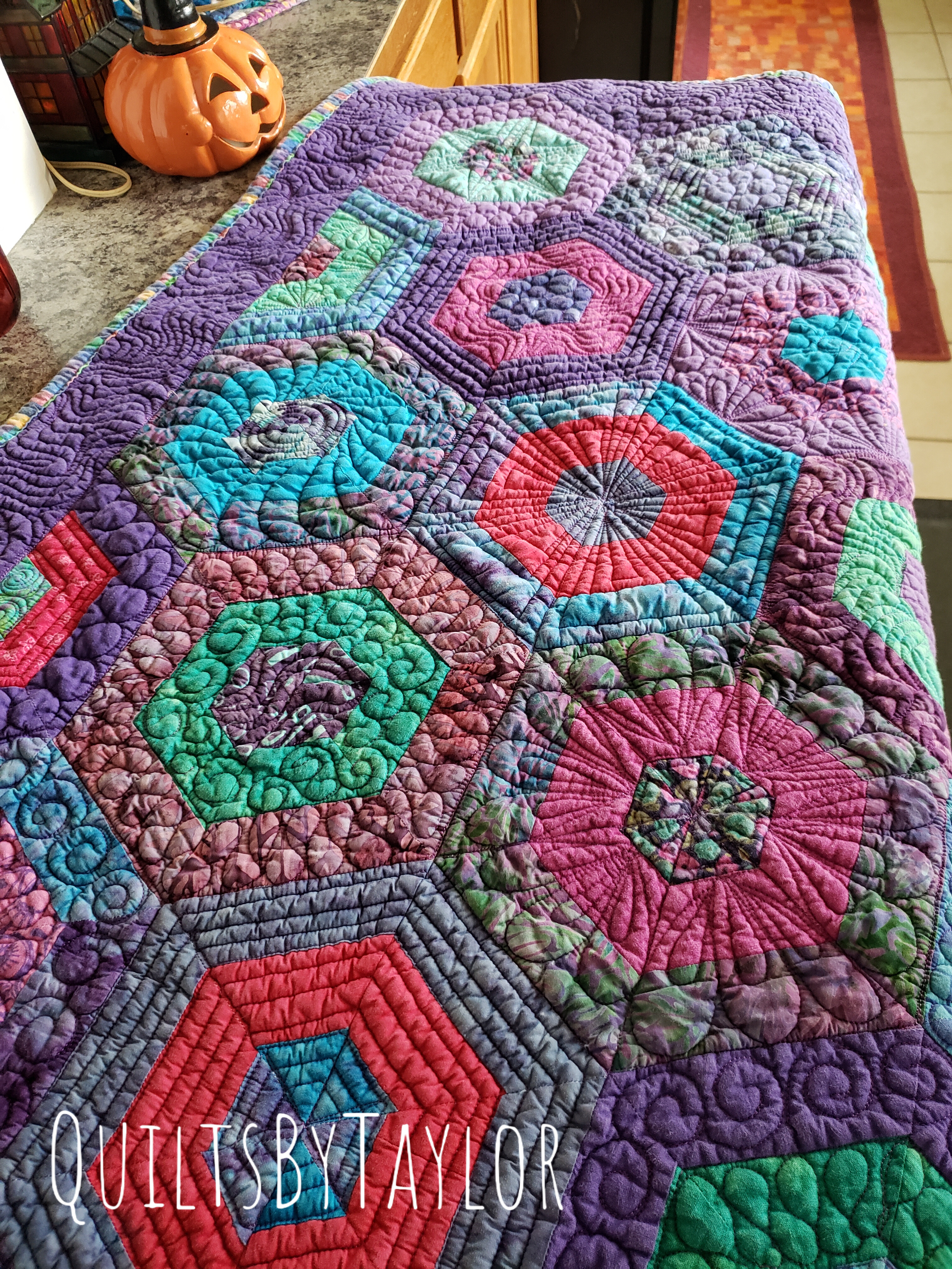 Handmade Quilts For Sale handmade quilts for sale/ Hexi Table Rug – Handcrafted Modern Quilt Art