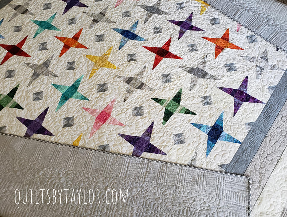 handmade quilts/ spinning stars/ Custom Made Quilt in rainbow colors