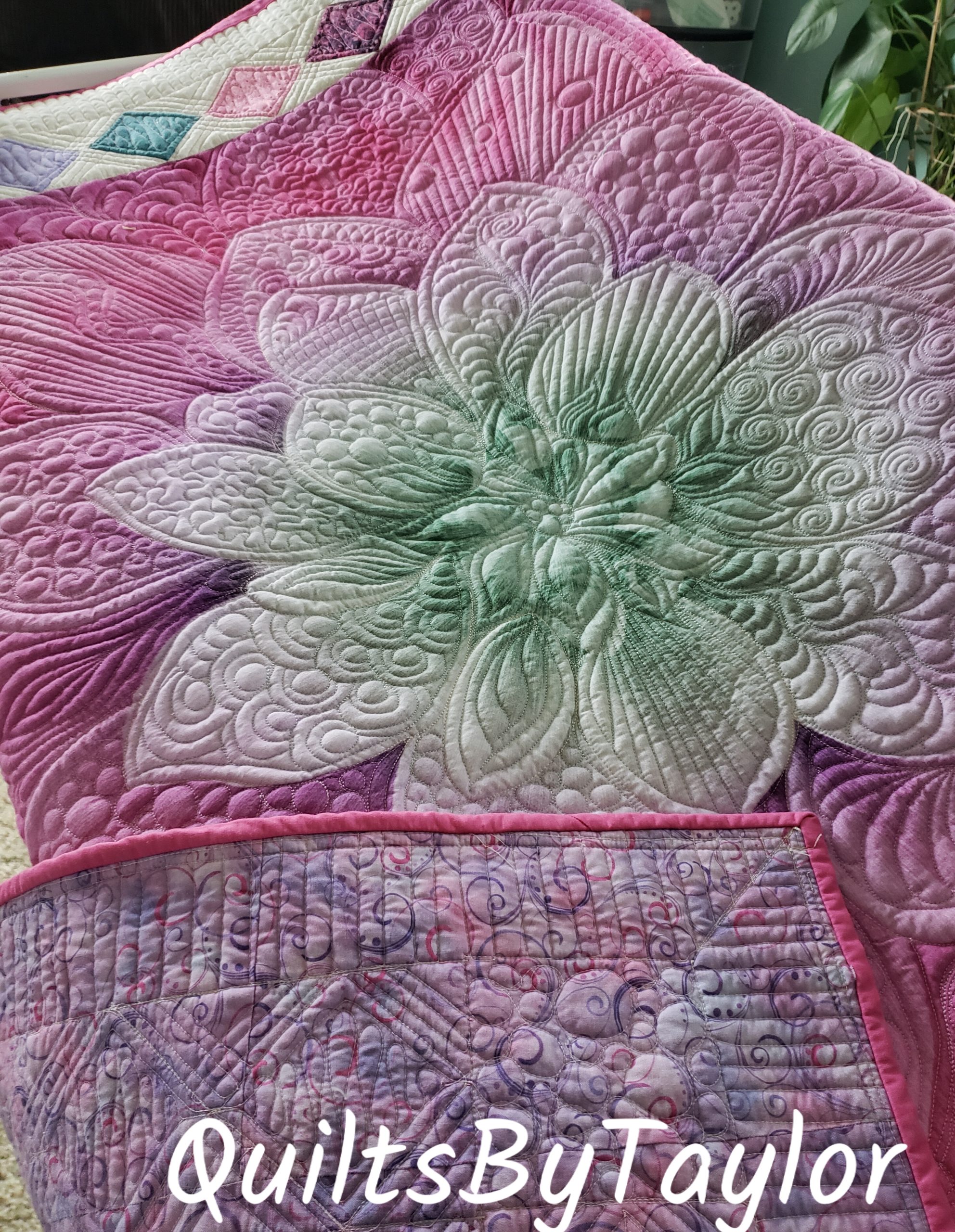 Quilts For Sale/ Quilt for Sale/ Quilt for Sale Handmade Decorative handmade floral quilt displayed as home decor