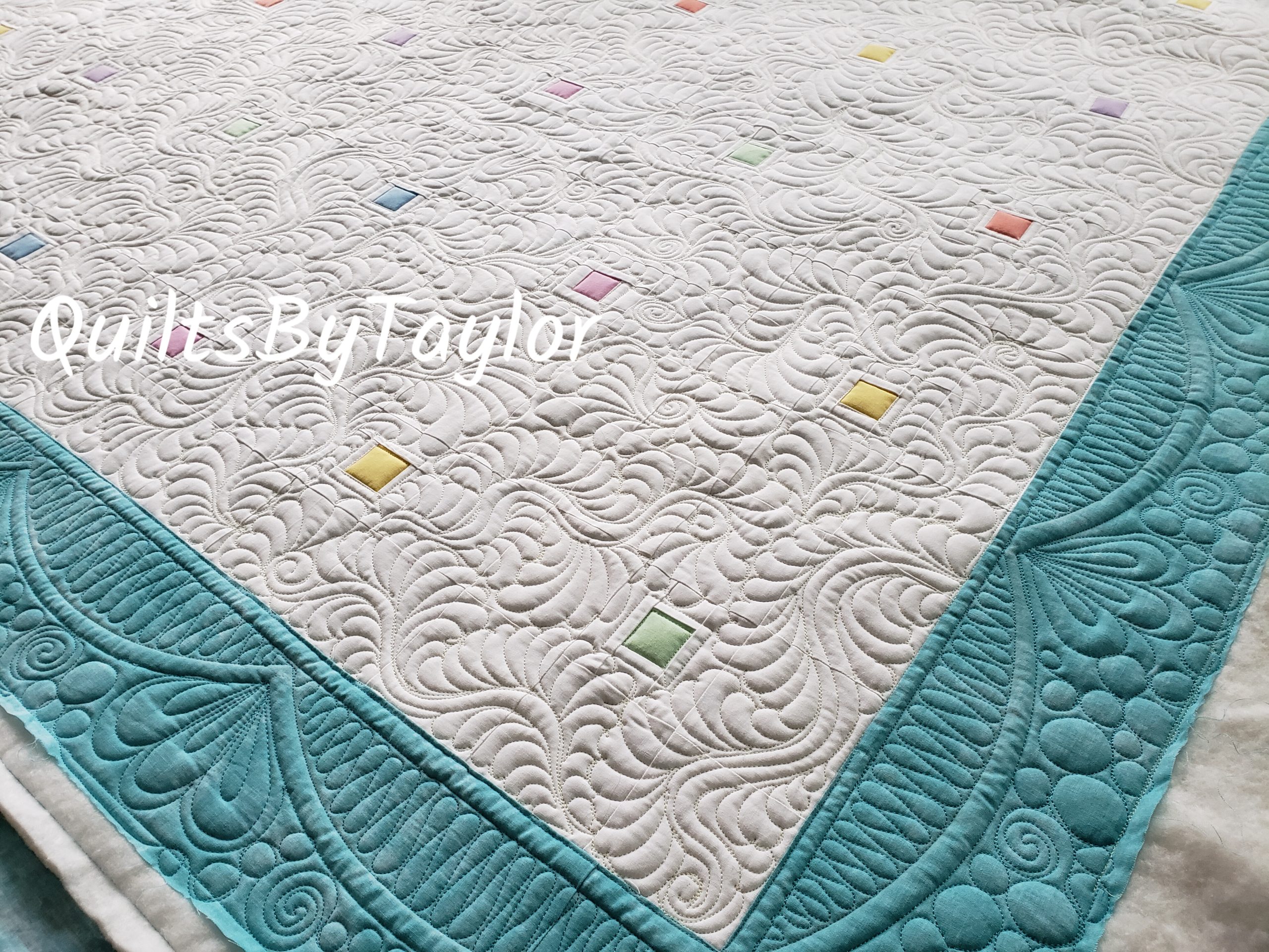 Quilts For Sale/ Quilt for Sale/ Quilt for Sale Handmade Handmade Quilts For Sale/ Finished Quilt/ Quilts By Taylor/ Swany Feathers Quilt/ Whole Cloth Quilt