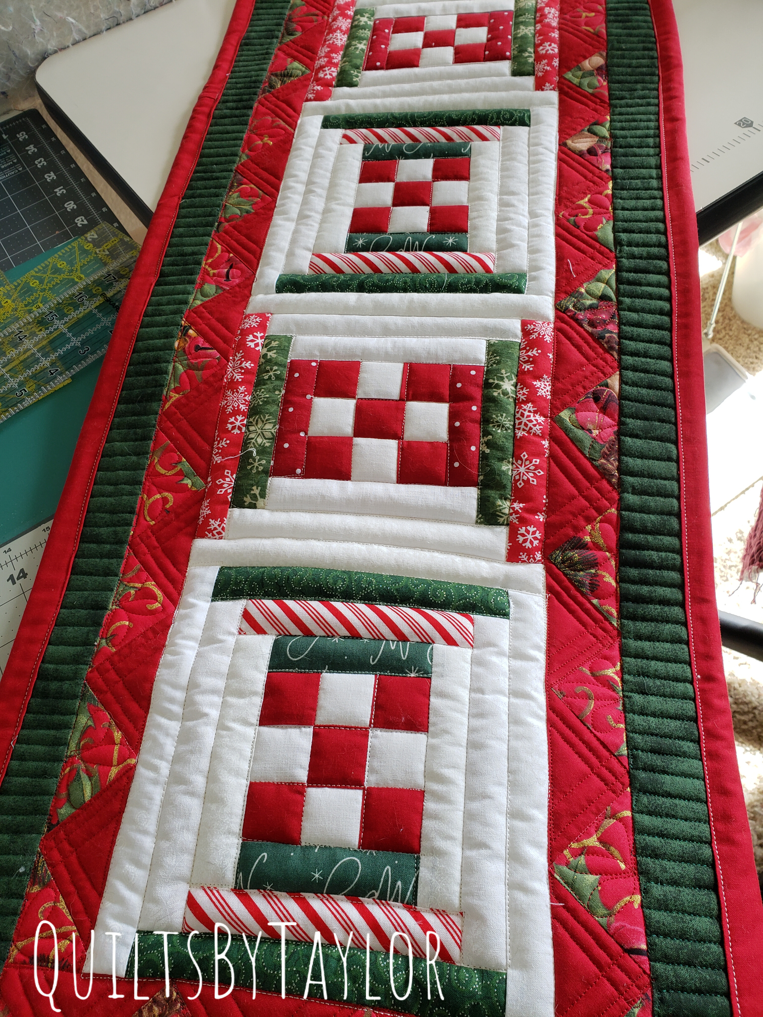handmade table topper quilted table topper patchwork table topper irish chain table topper small quilted centerpiece