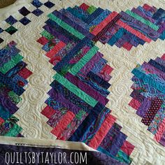 wavy Log cabin quilt/ made to order