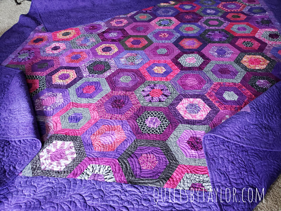 Quilts For Sale/ Quilt for Sale/ Quilt for Sale Handmade Hexagon Quilt/ Cascading Hexagons/ Made To Order