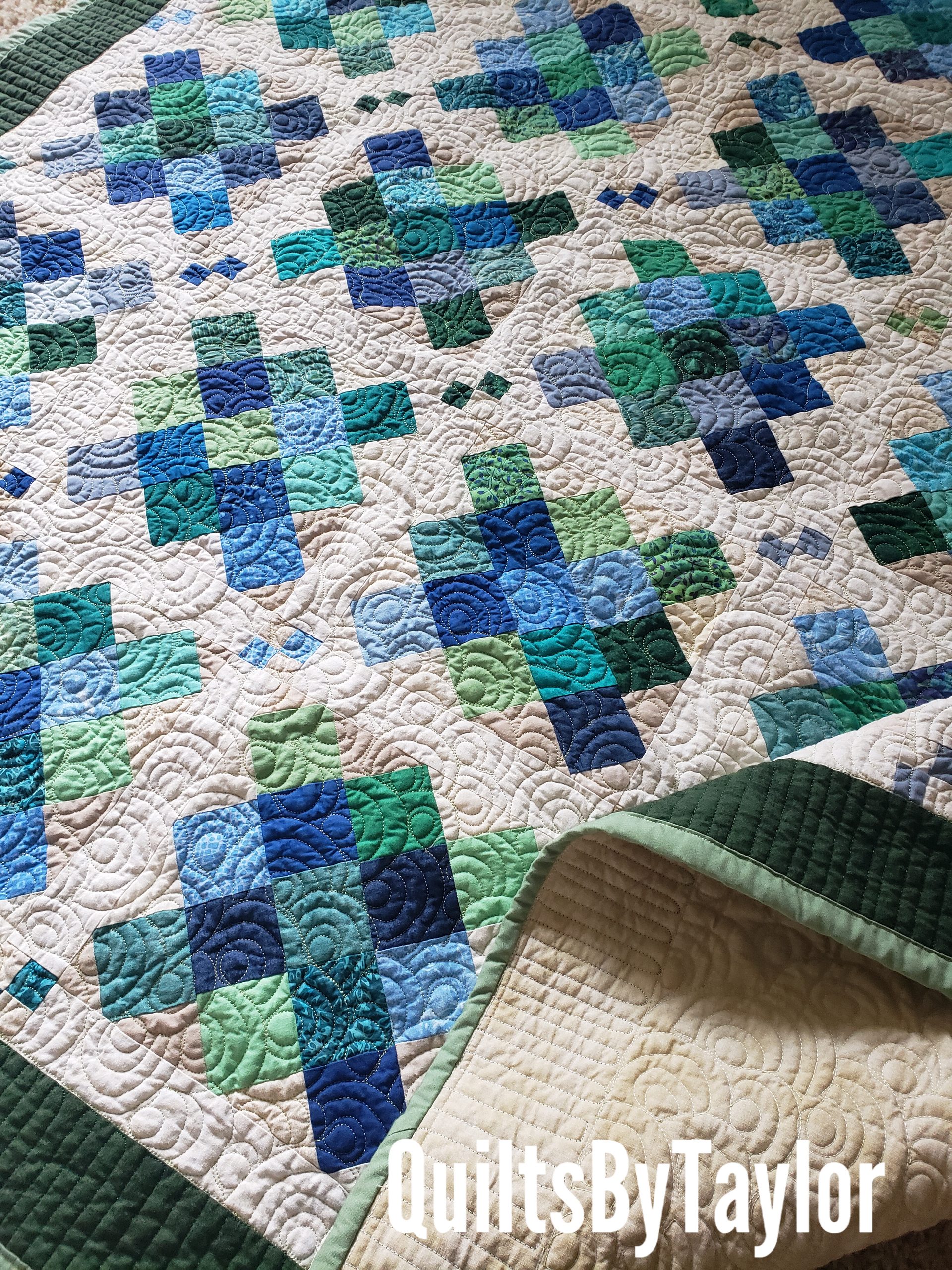 quilts for sale/ green jelly bean quilt ready to ship