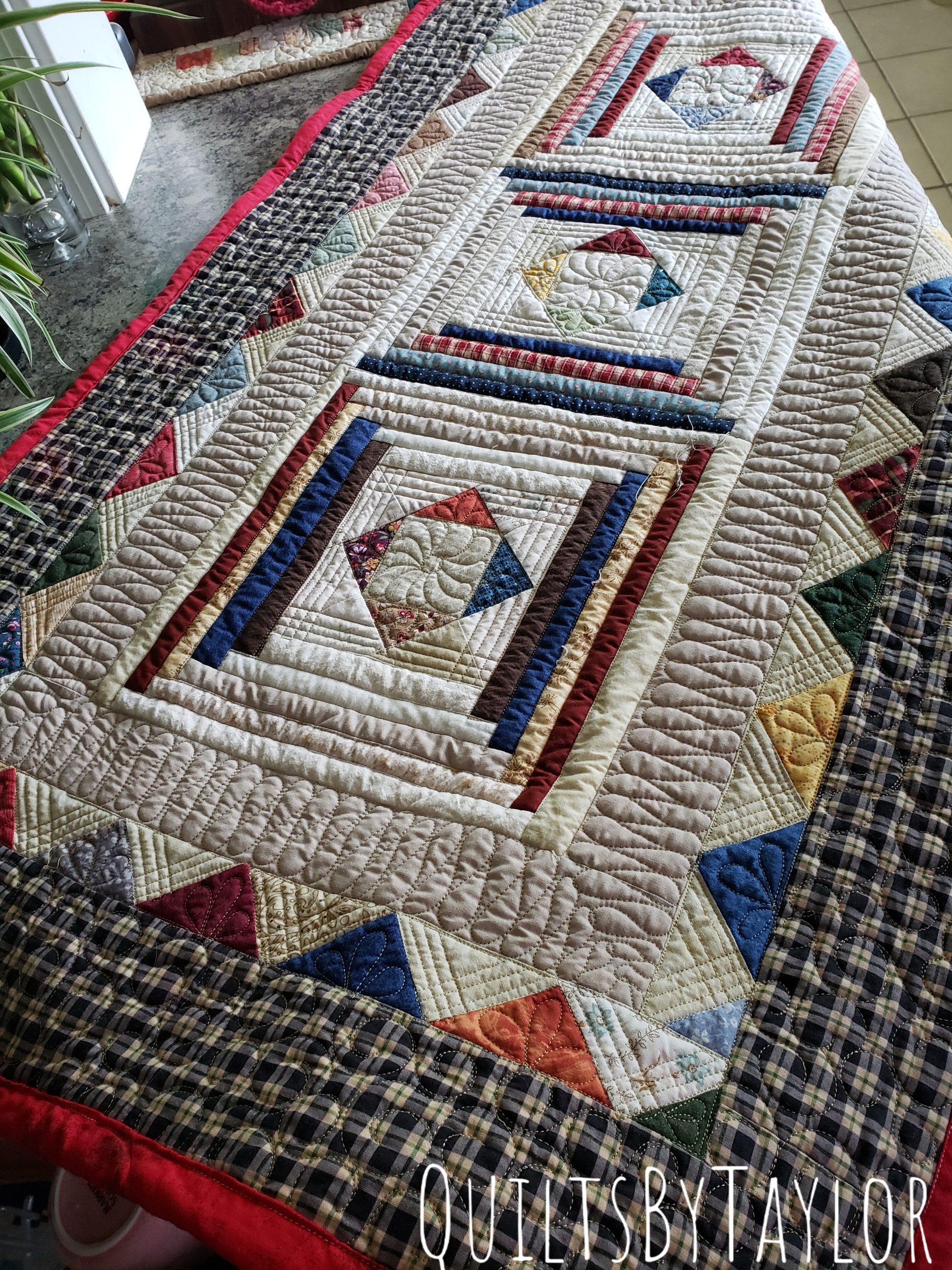 Home decor/ quilted home accents/ Table Topper quilted throw