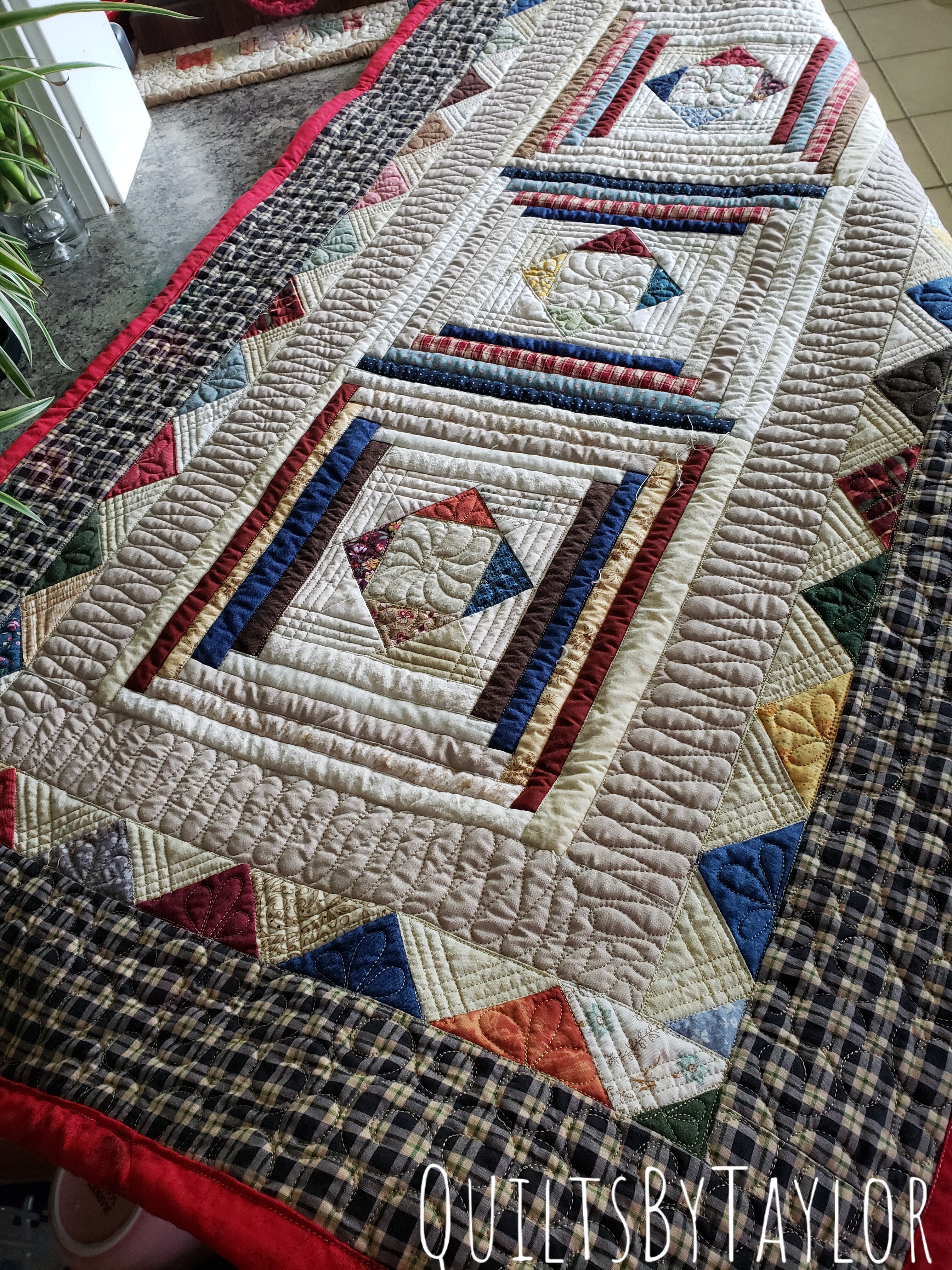 Home decor/ quilted home accents/ Table Topper quilted throw