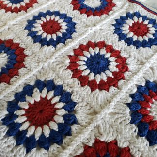 Cotton Crochet/ Patriotic Cotton Throw/ handmade home decor