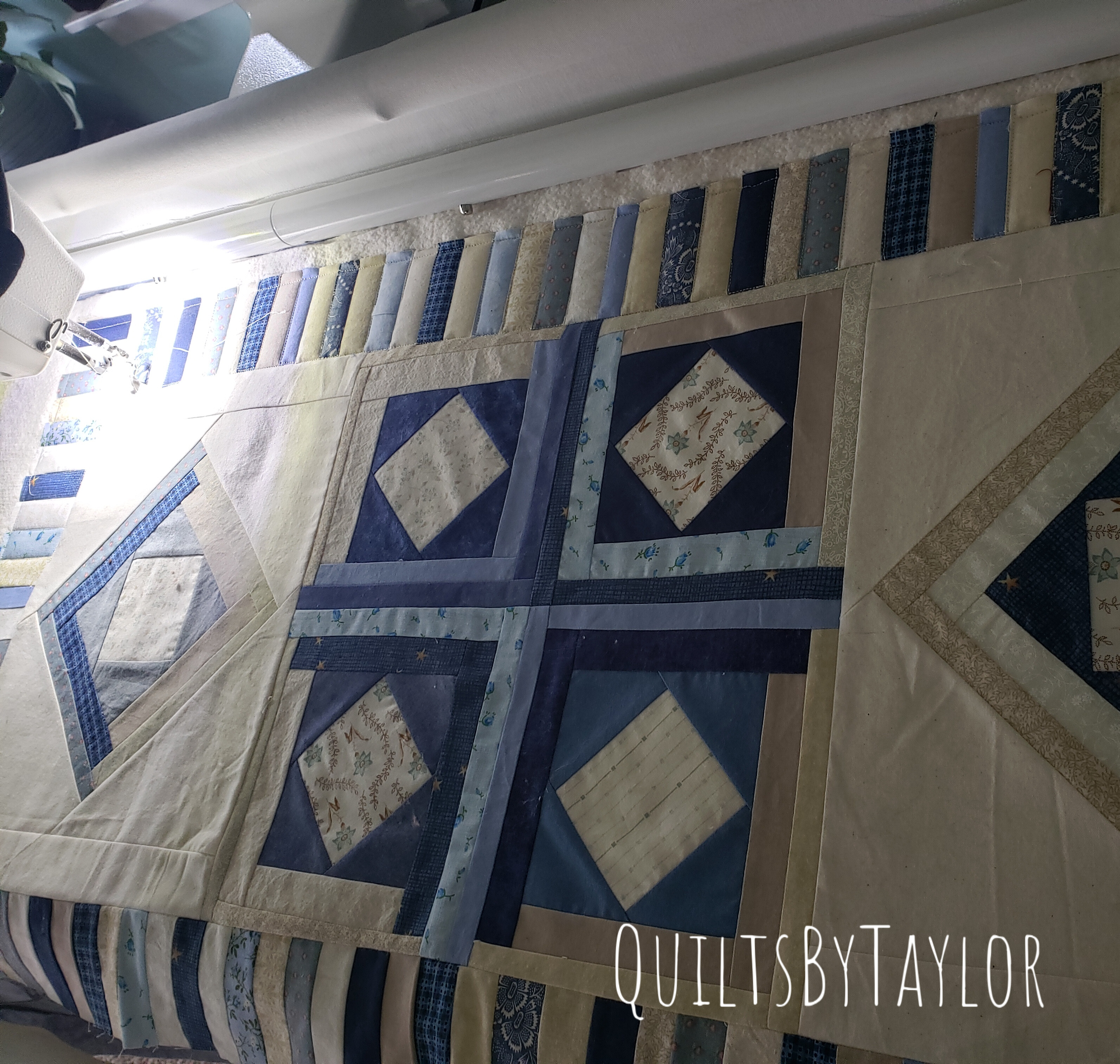 square in a square log cabin quilt/ able topper Quilt/ Quilting in orogress/ handmade quits for sale
