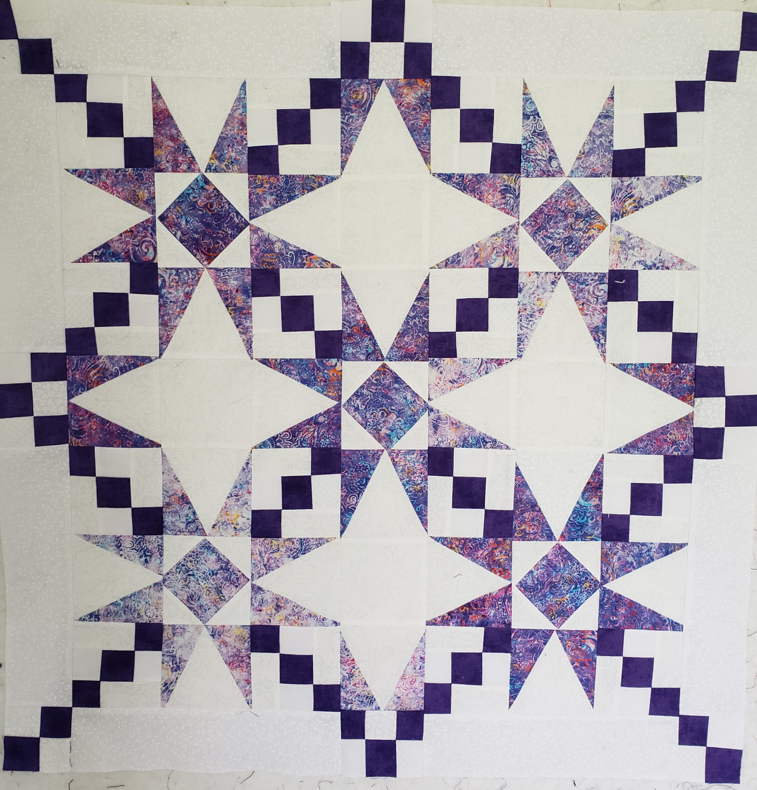 Quilts For Sale/ Quilt for Sale/ Quilt for Sale Handmade Purple Double Charmed heirloom quilt in progress made with purple batik fabrics.