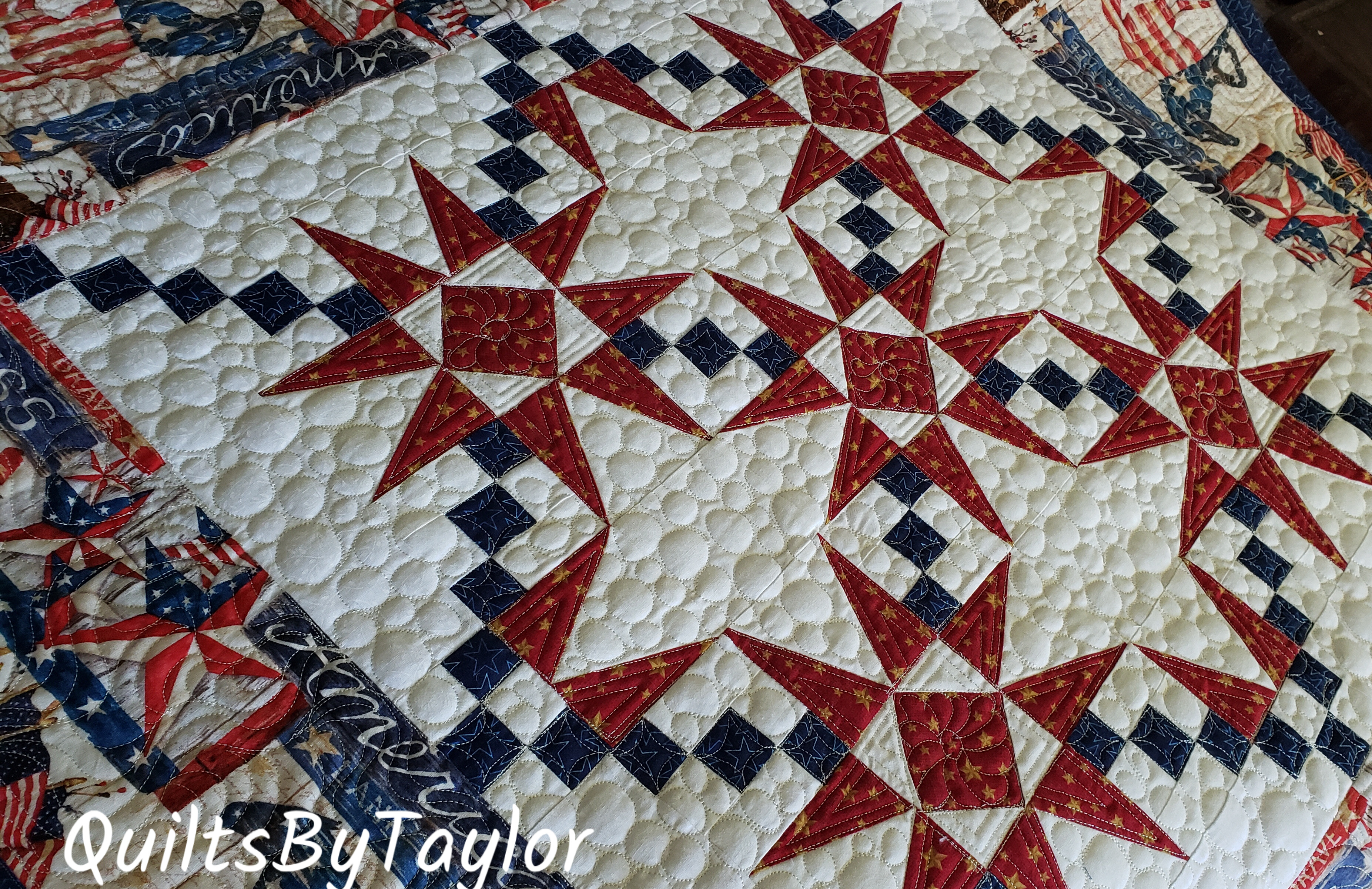 patriotic-double-charmed-quilt-/ Ready To Ship Quilt