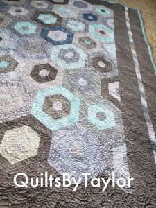 Blue and Gray Hexagon Quilt Blue and Gray Hexagon Quilt/ finished quilt/ ready to ship