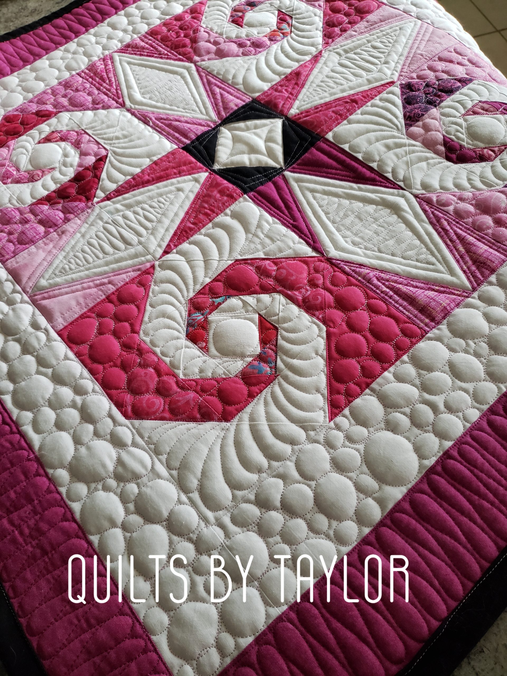Quilts For Sale/ Quilt for Sale/ Quilt for Sale Handmade Pink handmade quilted home decor piece with Whimsical Storm At Sea design
