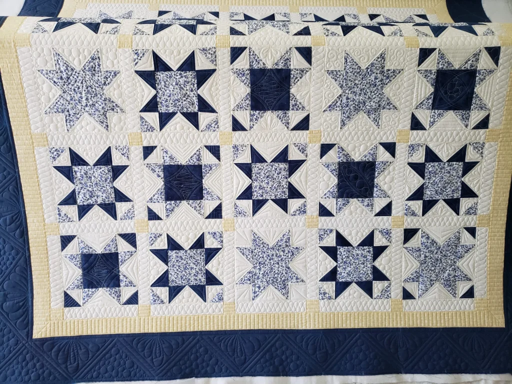 ohio star quilt/ made to order/ blue and yellow