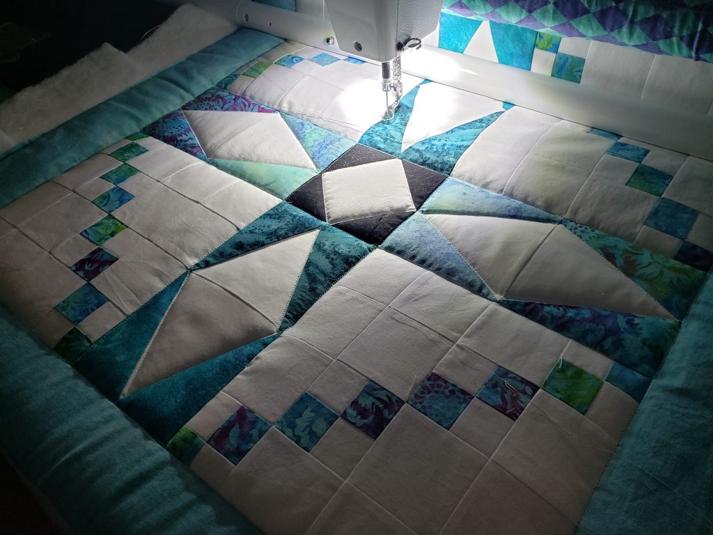 Handmade quilt designs/Storm at Sea variation/ double batted quilt for home decor